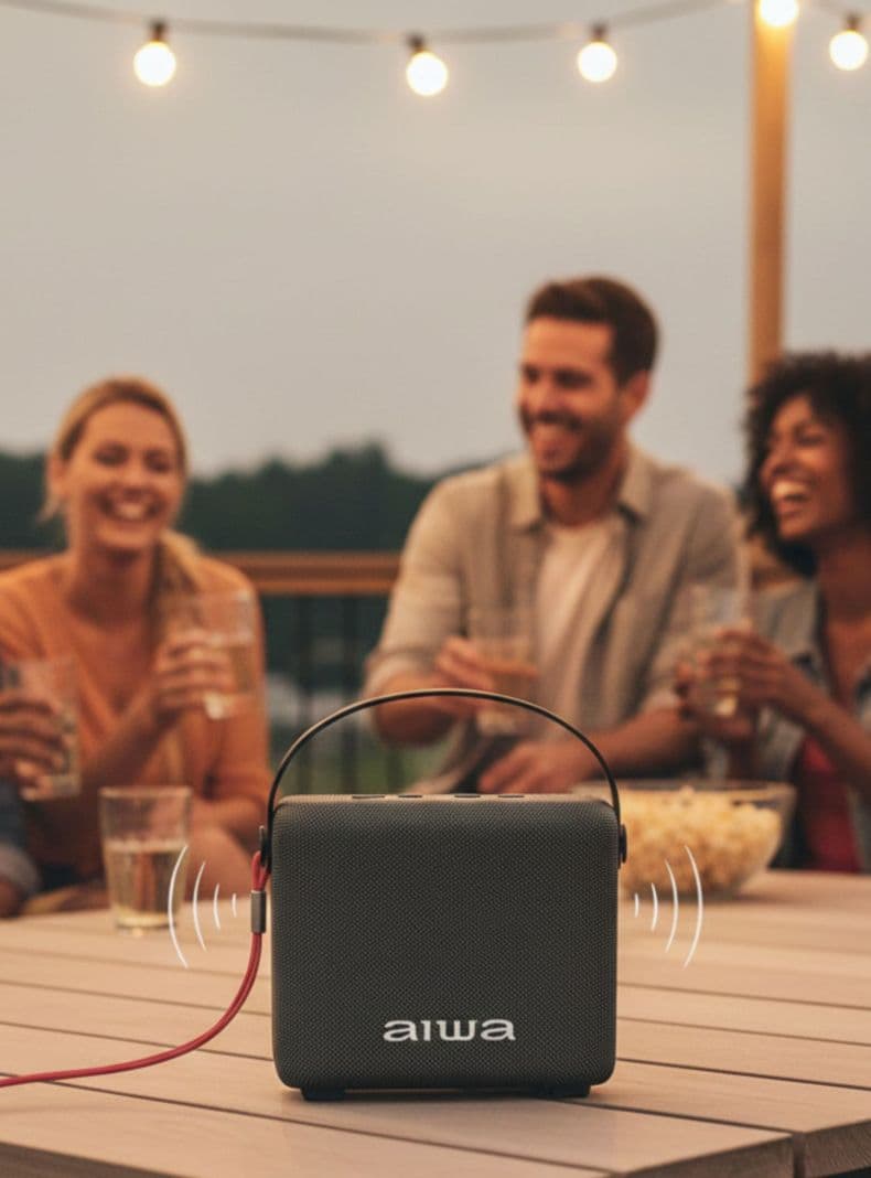 Parlante Bluetooth Portatil Negro Aiwa 7w Con Luz AWSS70BT