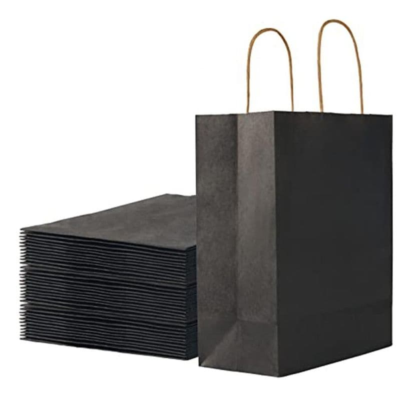 12 Bolsas Cumpleanos Papel Kraft Colores De 21x15x8cm Negro