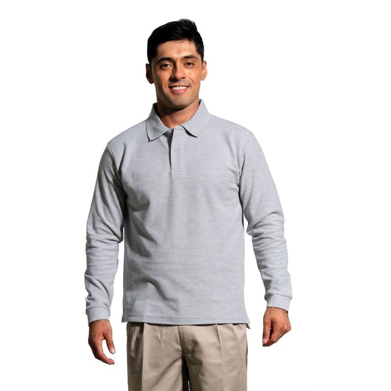 Polera Pique Varon M/Larga Gris, proteccion UV XL