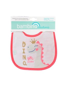 Babero De Algodon Impermeable Bambino Dino Fucsia