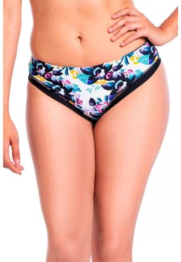 Bikini calzon tanga tiro alto estampado flores negro Diseno 1 S