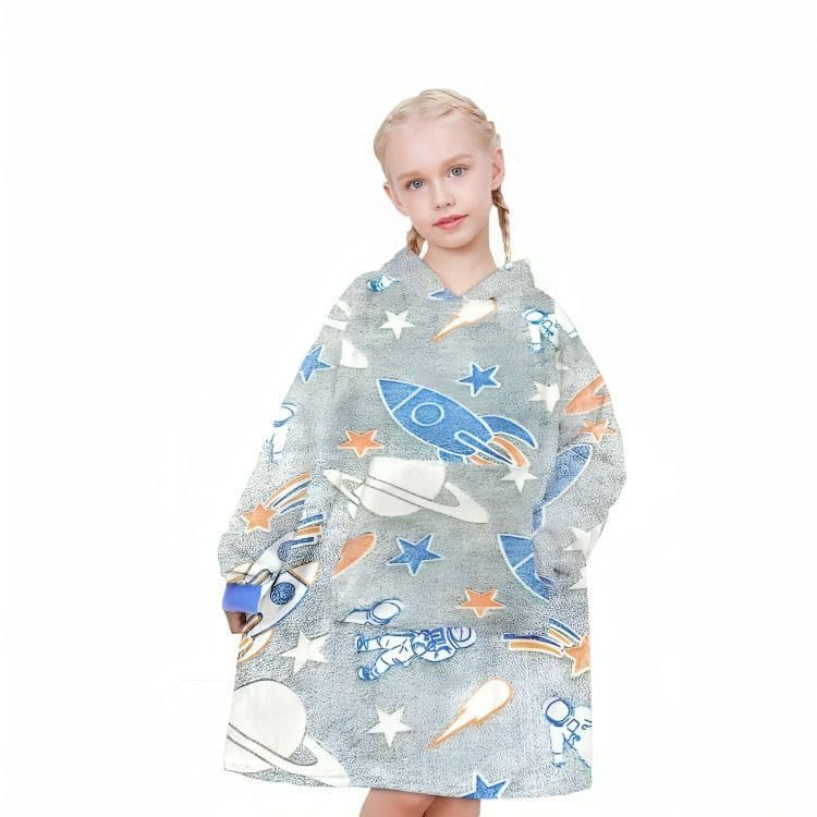 Poleron De Franela Con Capucha Para Ninos Luminoso Disenos Espacial
