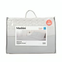 Juego de Sabanas Polar Lisa Broderie 1.5 Plazas / Gris Mashini