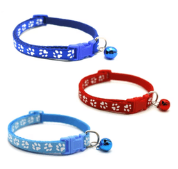 Pack De 3 Collares Con Cascabel Para Mascotas Gatos Perros Azul Electrico/Rojo/Azul Claro