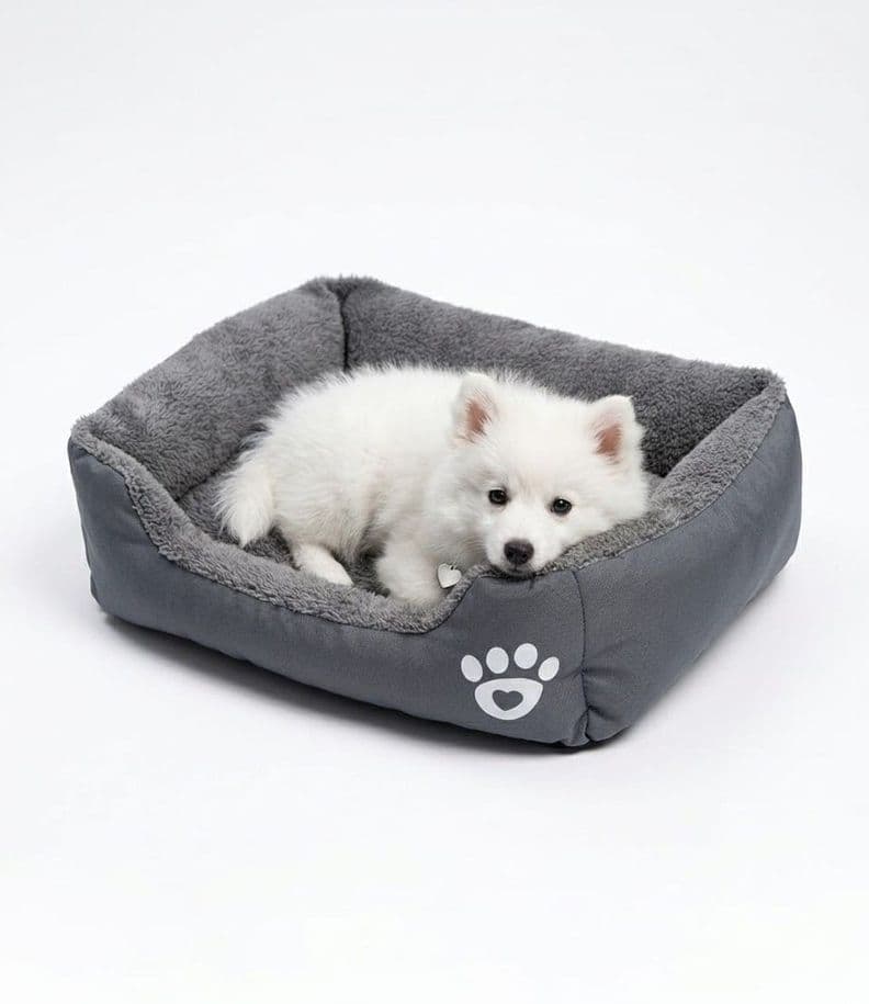 Cama Ultrasuave para Mascotas Perros Gatos Rectangular Talla M 54cm X 42cm Gris