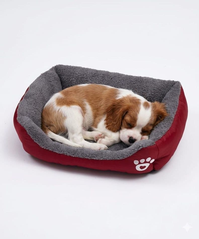 Cama Ultrasuave para Mascotas Perros Gatos Rectangular Talla M 54cm X 42cm Rojo