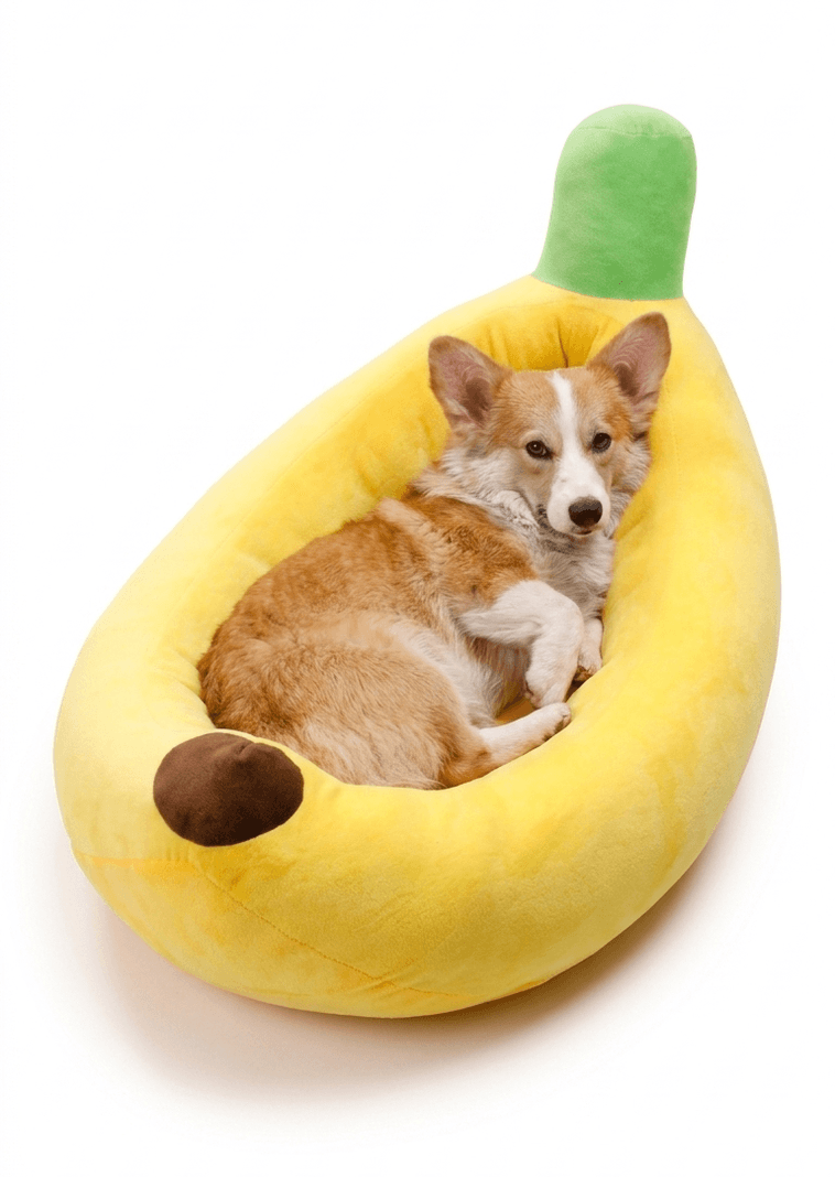 Cama Banana Ultrasuave para mascotas Perros Gatos Talla L Amarillo