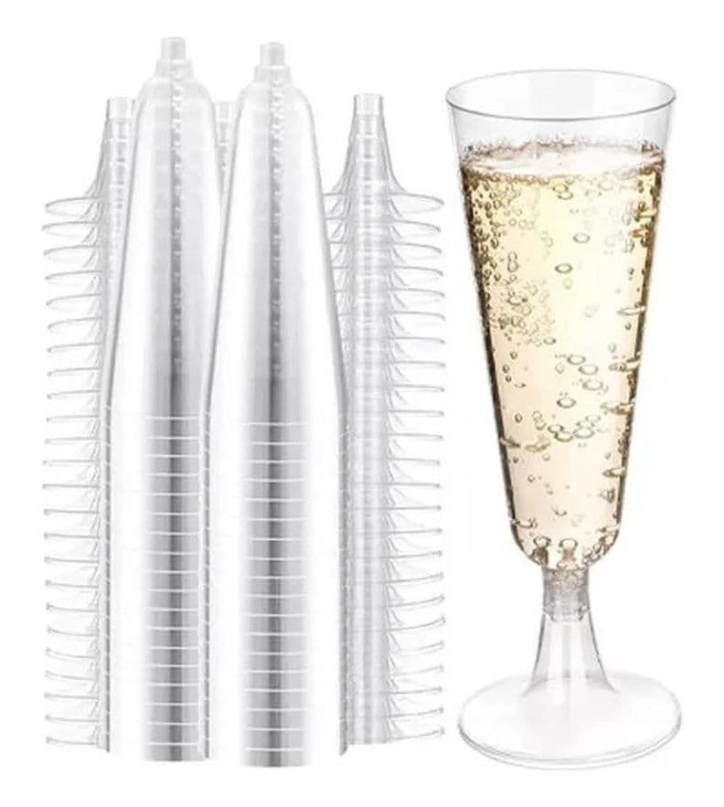40 Copas Champagne Copa Acrilico Flauta Copas Champana 5oz Transparente Blanco