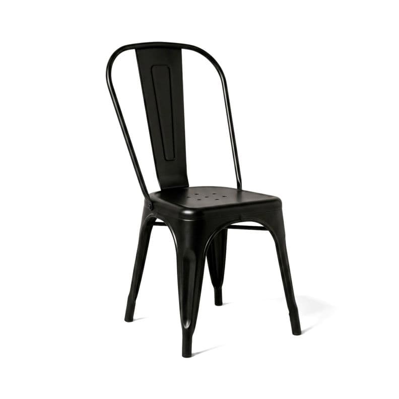 Silla Comedor Terraza Restaurante Apilable Metal Industrial Tolix Negra Negro 1