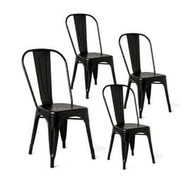 Pack 4 Sillas Comedor Terraza Restaurante Apilables Metal Industrial Tolix Negras Negro