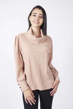 Sweater cuello alto beige XL