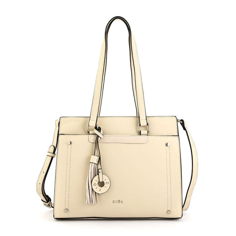 Cartera tote tres divisiones inisa mediana blanco crudo