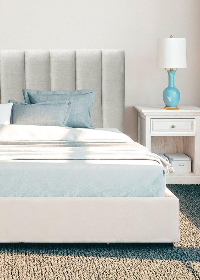 Respaldo de Cama Tubular Vertical Lino Crema - 2 Plazas