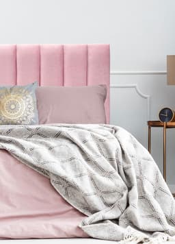 Respaldo de Cama Tubular Vertical Felpa Rosado Claro - Super King