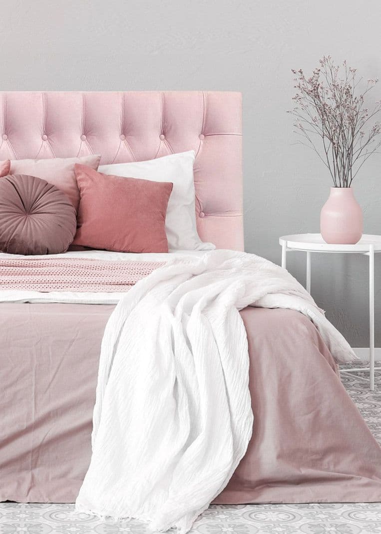 Respaldo de Cama Capitone Premium Felpa Rosado Claro - Queen