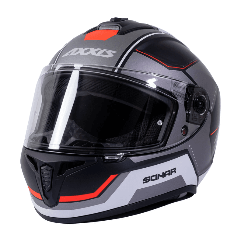 Casco para moto Axxis FF112C Draken S Sonar B15 Rojo Fluor Mate L