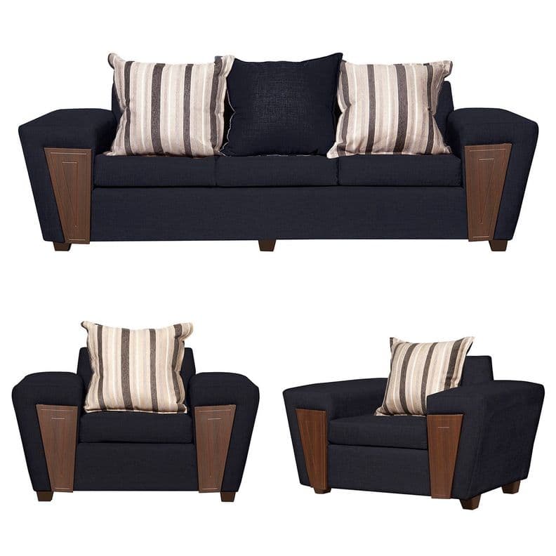 JUEGO DE LIVING 3-1-1 CRETA NEGRO LINO