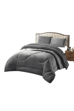 COBERTOR DE INVIERNO PLUSH LISO 2 PLAZAS GRIS
