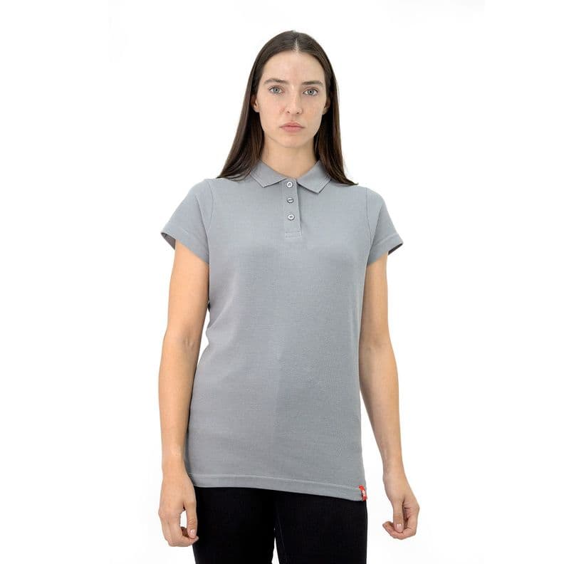 Polera Pique Quebec Manga Corta Gris Mujer L