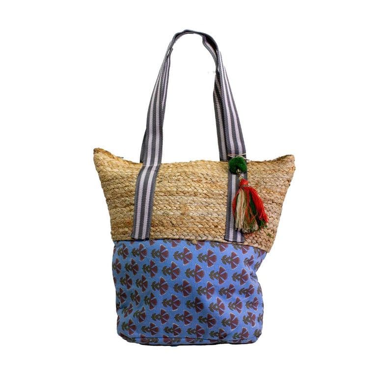 Cartera yute tela Azul