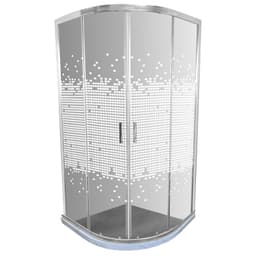Shower Door Mosaico Blanco con Base Curva Blanco Marmol Joytek 90x90x185 cm Transparente