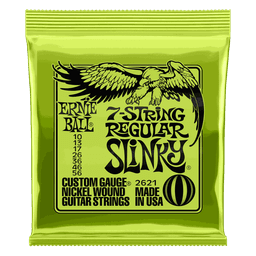 Cuerdas Guitarra Electrica de 7 Regular Slinky Ernie Ball 10-56 2621 Plateado Metalico