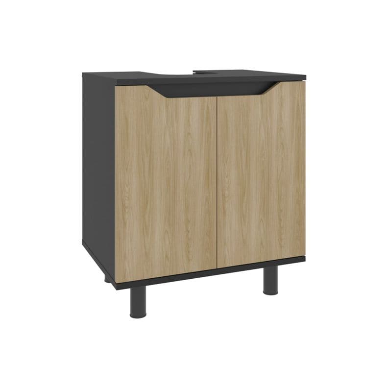 Mueble Para Lavamanos 2 Puertas Negro Y Cafe Claro