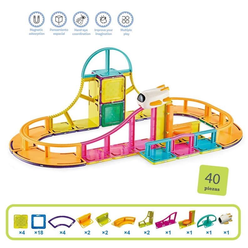 Pista de Transbordador Magnetic Tiles 40 Piezas