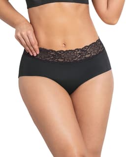 Calzon Hipster Tela Ultraliviana con Franja de Encaje 012960 Negro M