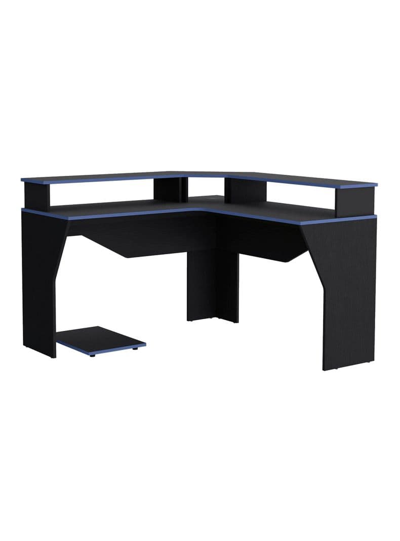 Escritorio Gamer en L Guma Wengue Canto Azul