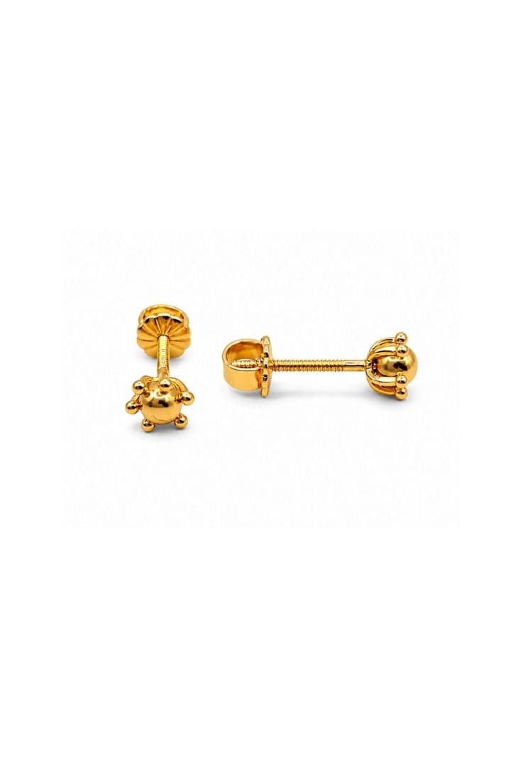 Aros Bolita Pistilo 5mm No2 Oro 18k 1.10gr Regalo Nina Dorado 0