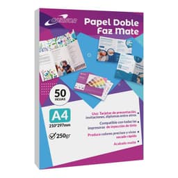 Papel Doble Faz Mate A4 250gr 50Hojas Blanco
