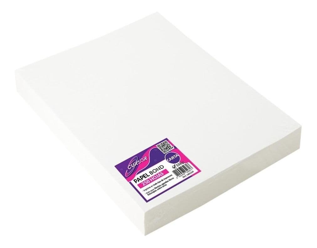 Papel Bond 106 Grs Carta 250 Hojas Agenda Fotocopia Cursor Blanco