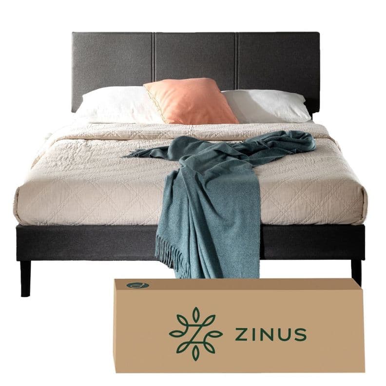 Base de cama CAMBRIL con respaldo Zinus Super King 200x200x30cm Gris Oscuro