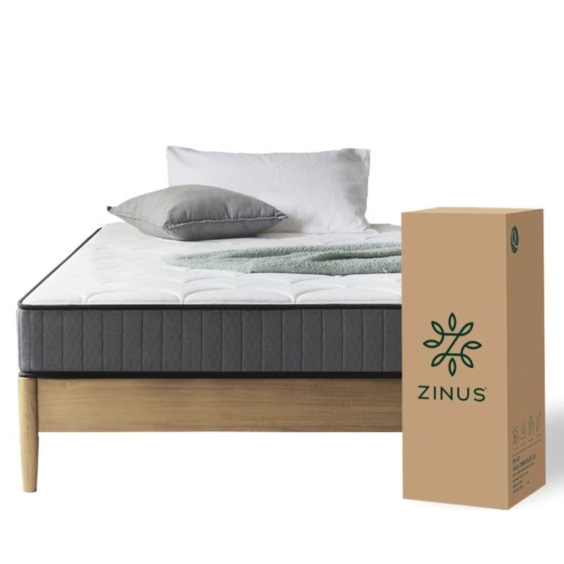 Colchon Zinus 1.5 Plazas Long 105x200x20cm Espuma y Resortes Blanco