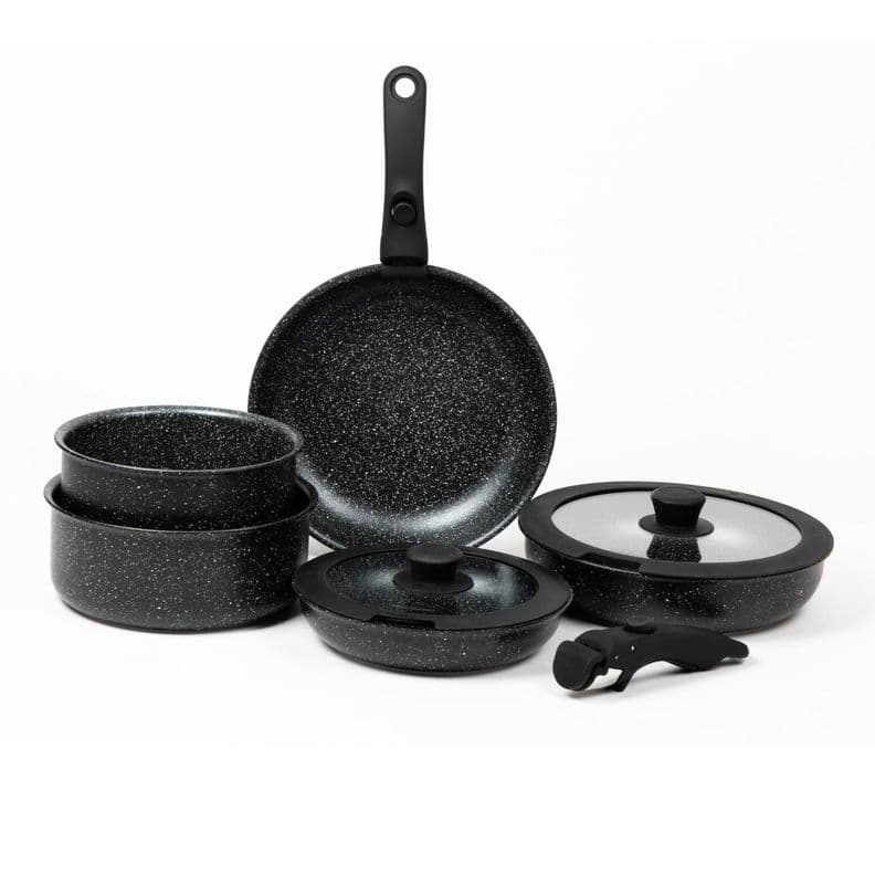 Bateria de Cocina Antiadherente Granito 11 piezas Infini Negro