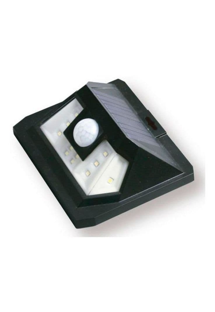 Aplique Muro Led Solar Luz Calida Con Sensor De Movimiento Negro