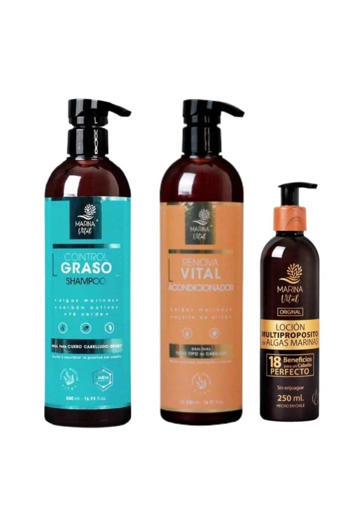 Shampoo Control Graso, Acondicionador Y Locion Multiproposito Verde