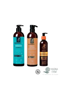 Shampoo Control Graso, Acondicionador Y Locion Multiproposito Verde