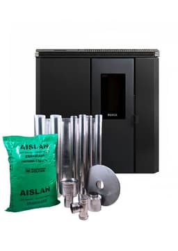 Estufa a pellet de pasillo Black Vision Fit charcoal + kit de instalacion
