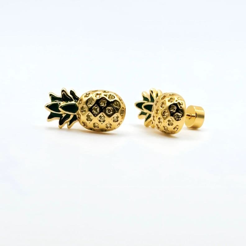 Aros de Pina con Circones de Plata 925 enchapados en Oro 18k
