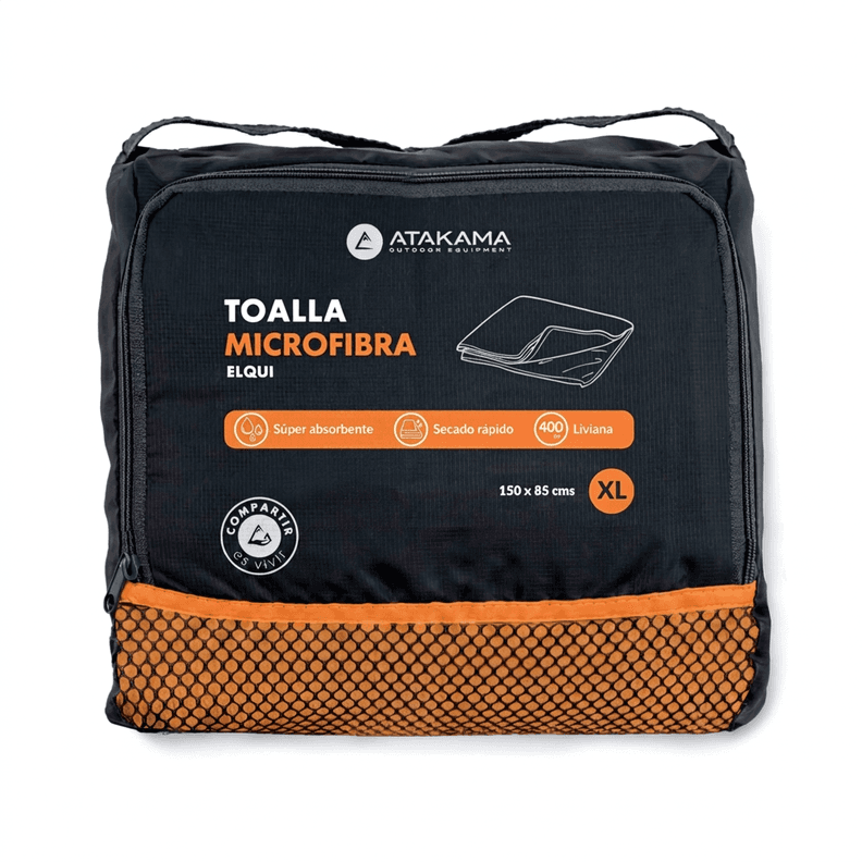 Toalla Microfibra Elqui Xl Atakama Outdoor Naranjo