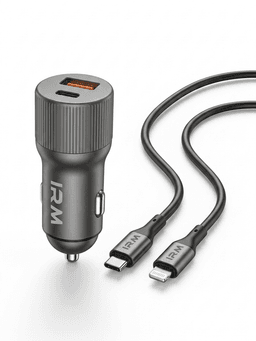 Cargador Rapido 45w de Celular Para Auto Ir51 IRM Con Cable Lightning Negro