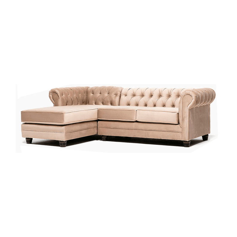 Seccional Izquierdo Chesterfield Felpa Beige