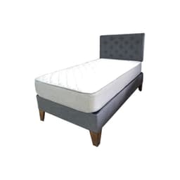 Cama Americana 1.5P + Colchon de resortes + Respaldo Gris Grafito Oscuro Pmadera