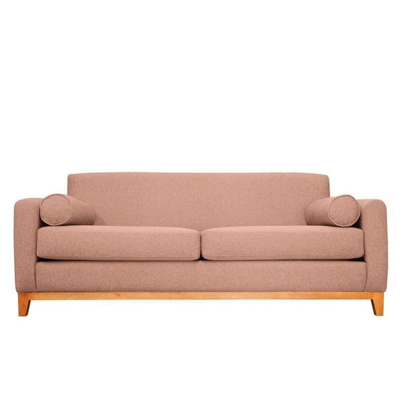 Sofa Meli Chenille Tipo Lino Palo Rosa 3 Cuerpos