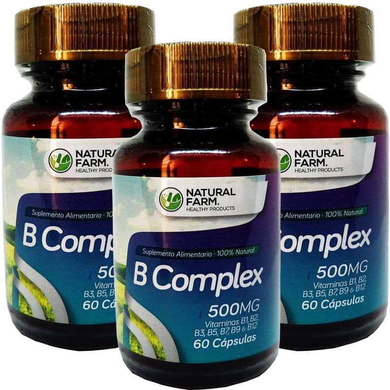 3 X NATURAL FARM B-COMPLEX VITAMINA 60 CAPS Blanco