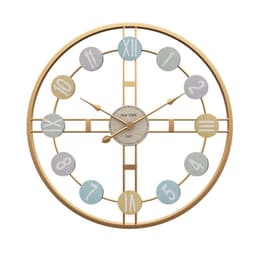 Reloj Mural Moderno Dorado Metalico con Numeros Multicolor