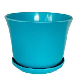 MACETA BIO CURVO TURQUESA C/PLATO 16,5X13