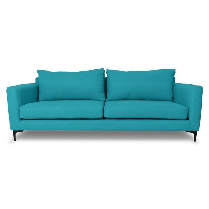 Sofa Alanna Felpa Turquesa 3 Cuerpos